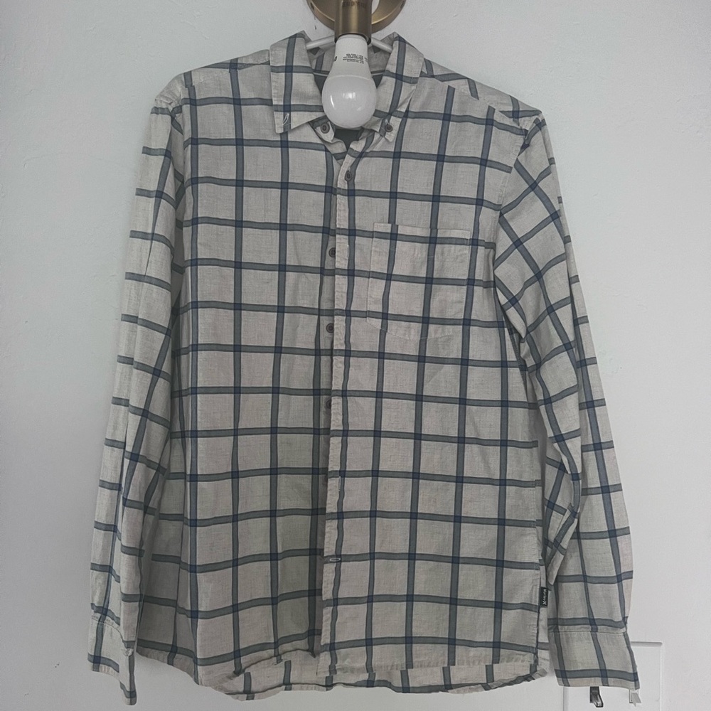 Hurley Blue and White Plaid Casual Button Down Shirt
